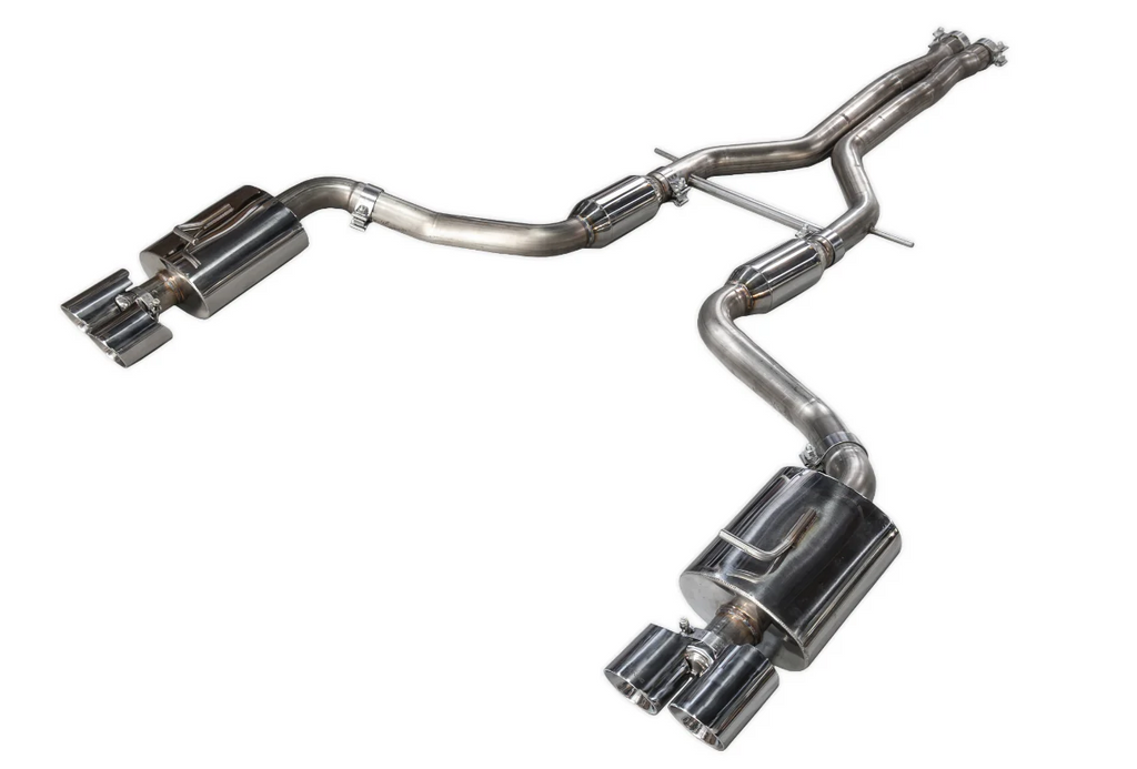 AWE Tuning Panamera Turbo Performance Exhaust System Track Edition Polished Silver Tips