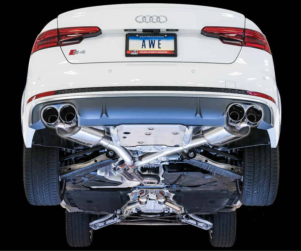 AWE Tuning Audi B9 S4 Touring Edition Exhaust - Non-Resonated (Silver 102mm Tips)