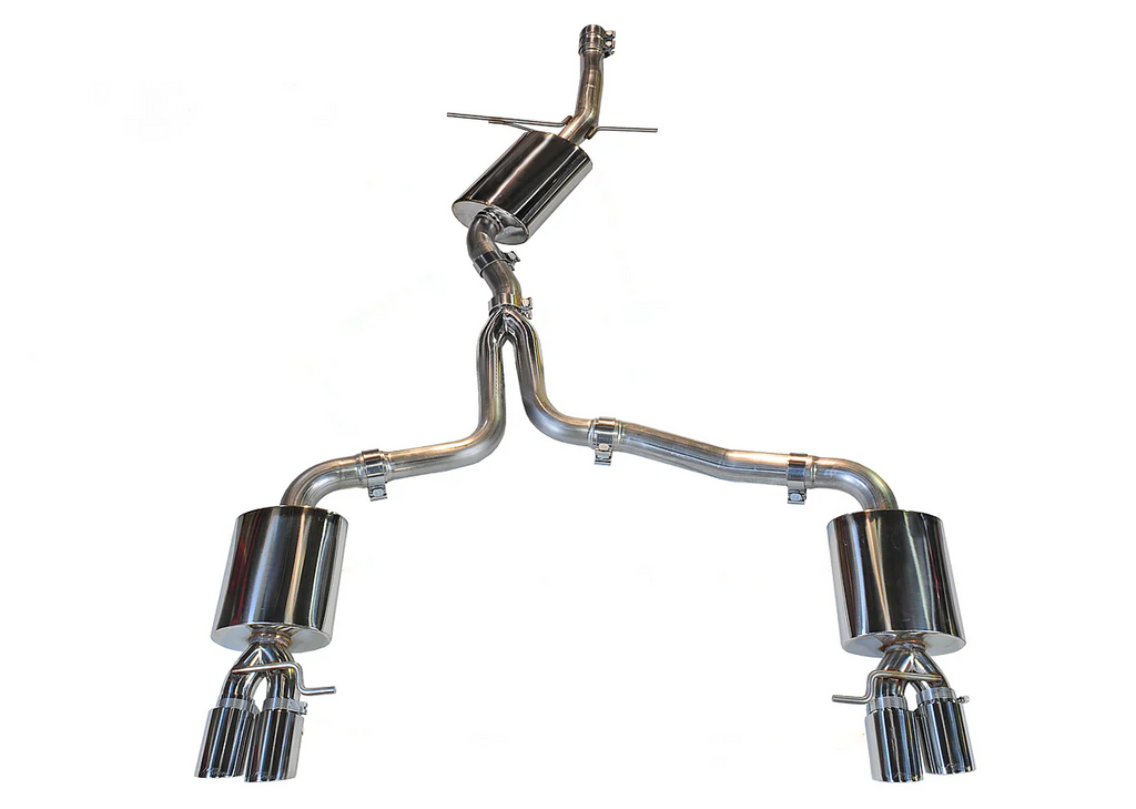 AWE Tuning Audi B8 A4 Touring Edition Exhaust - Quad Tip Polished Silver Tips - Does Not Fit Cabrio
