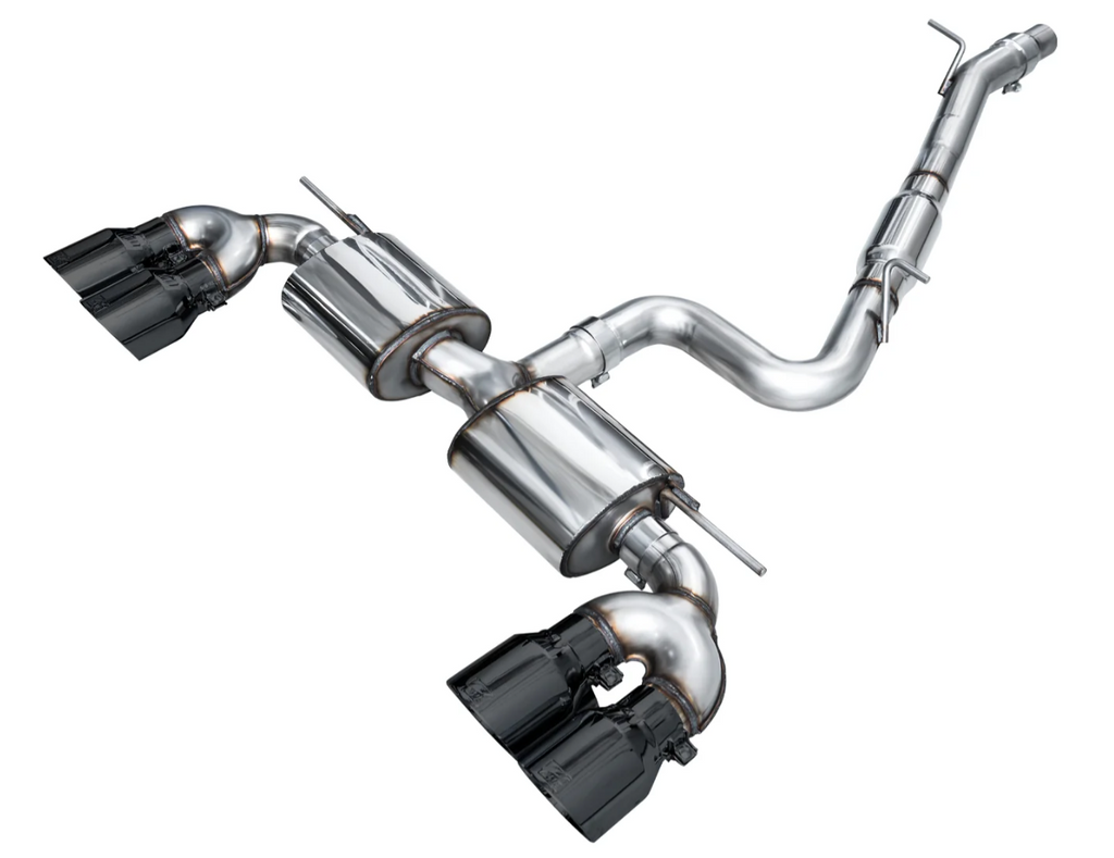 AWE MK8 Volkswagen Golf R 3in Touring Edition Quad Exhaust - Diamond Black Tips