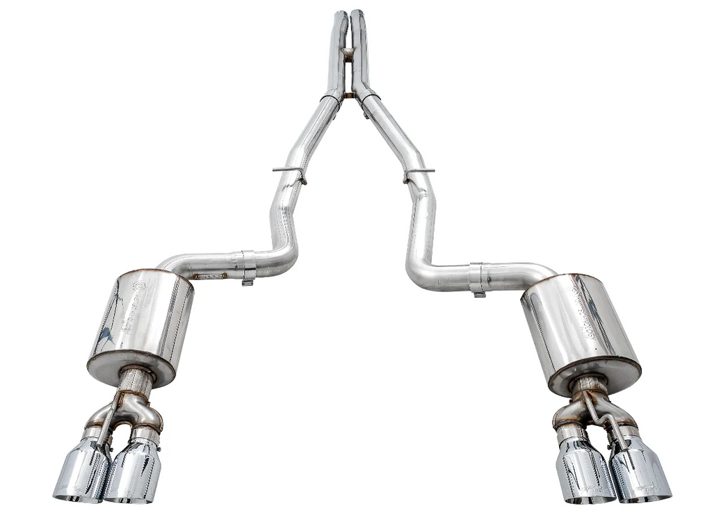 AWE Tuning 2017+ Challenger 5.7L Touring Edition Exhaust - Non-Resonated - Chrome Silver Quad Tips