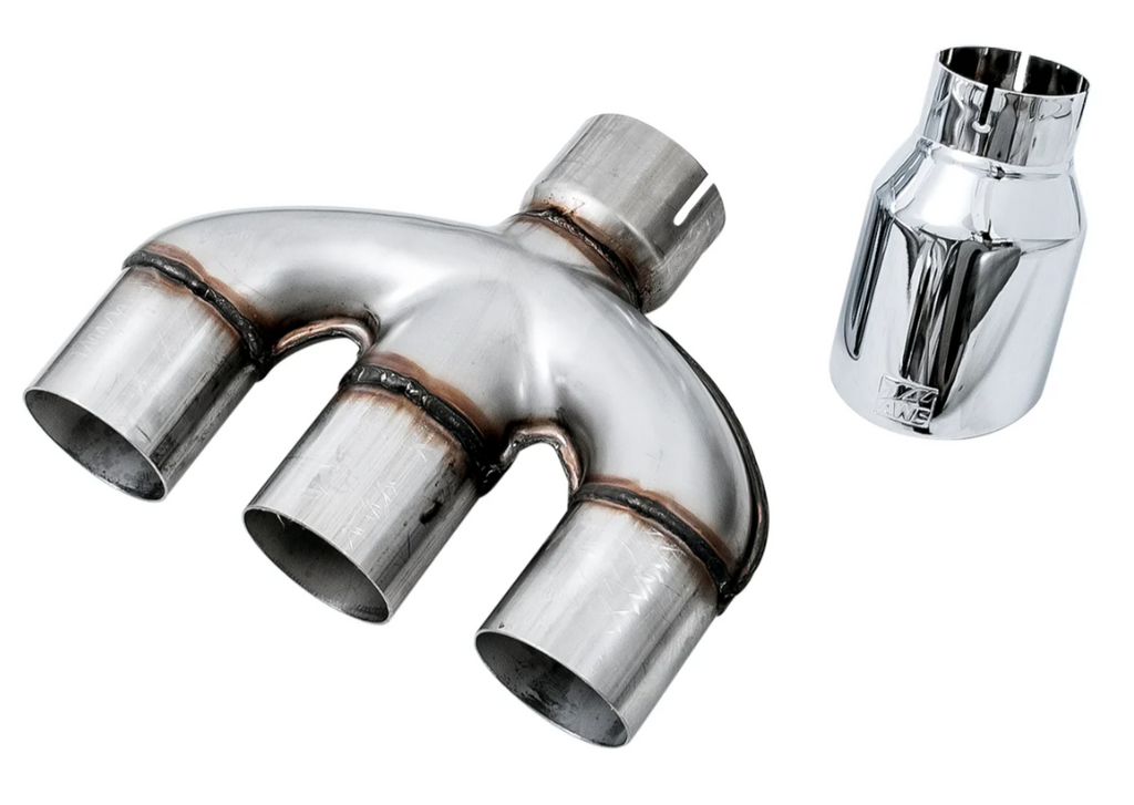 AWE Tuning 17-20 Honda Civic Si 1.5L Turbo Dual-to-Triple Tip Conversion Kit - Chrome Silver Tip